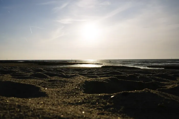 Framed Print : Sun in the sky over the Wadden Sea