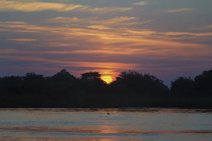 Framed Print : Sunrise over Cuiaba river, Pantanal