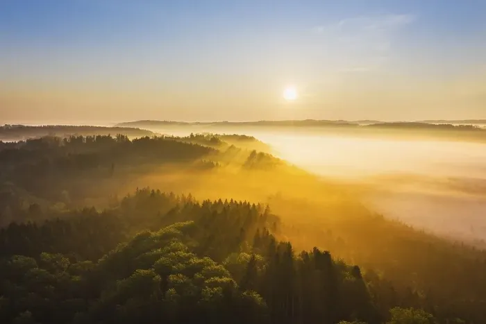 Framed Print : Sunrise with fog in the Isar valley Framed Print : Sunrise with fog in the Isar valley