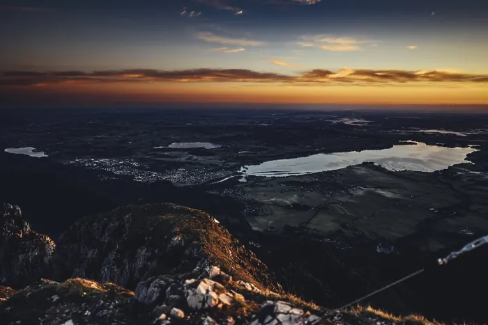 Framed Print : Sunrise hiking tour on the Saeuling in the Allgaeu in Bavaria