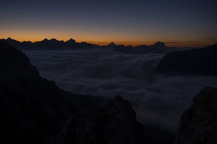Framed Print : Sunrise over a sea of fog and Dolomite peaks in the background Framed Print : Sunrise over a sea of fog and Dolomite peaks in the background