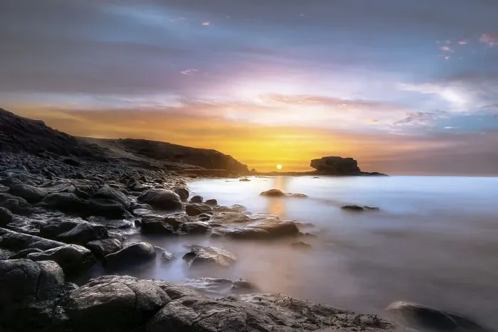 Framed Print : Sunrise at the stone beach, Fuerteventura Framed Print : Sunrise at the stone beach, Fuerteventura