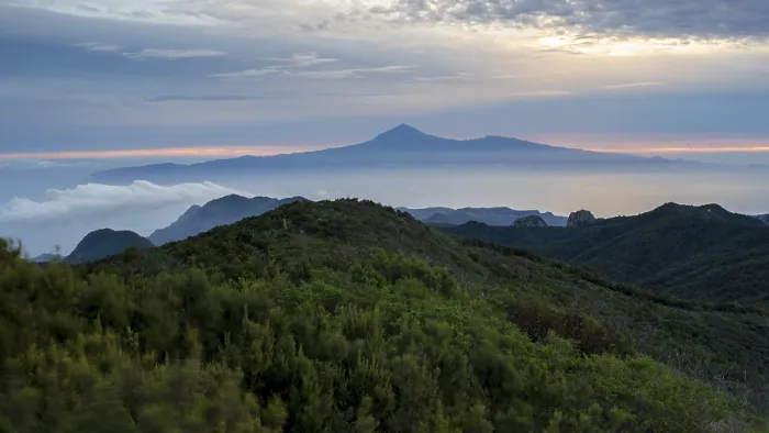 Framed Print : Sunrise, view of Mount Teide from Alto de Garajonay