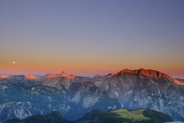 Framed Print : Sunrise at Watzmann on the right and the Steinernes Meer on the left