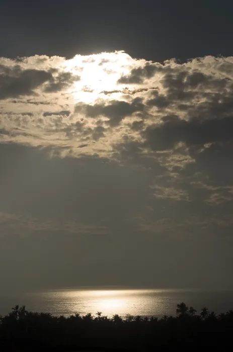 Framed Print : Sunset on Arabian sea and beautiful sky with clouds at Anjarle beach