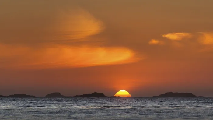 Framed Print : Sunset on the beach of Ramberg