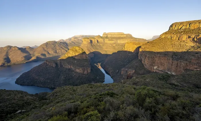 Framed Print : Sunset at Blyde River Canyon with Three Rondawels peak