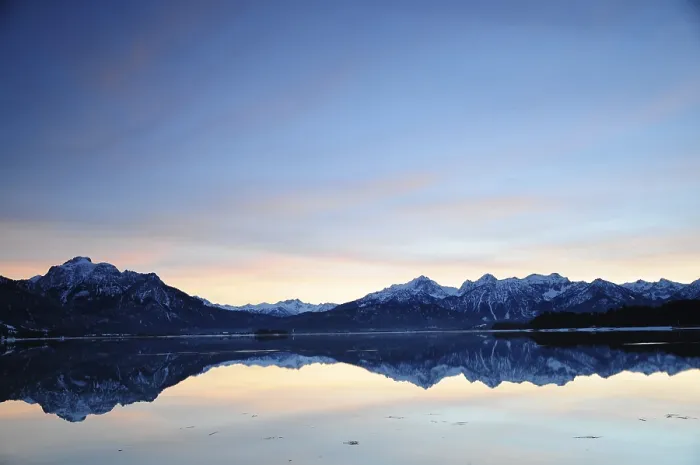 Framed Print : Sunset at the Forggensee near Fuessen in the Allgaeu