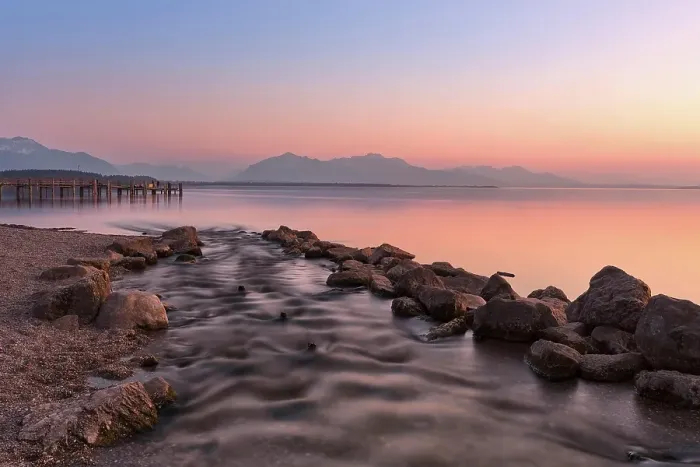 Framed Print : Sunset at Lake Chiemsee, Chiemgau Alps, Bavaria, Germany, Europe Framed Print : Sunset at Lake Chiemsee, Chiemgau Alps, Bavaria, Germany, Europe