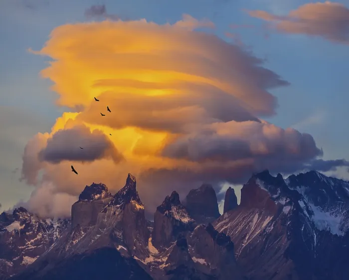 Framed Print : Sunset in the national park Torres del Paine Framed Print : Sunset in the national park Torres del Paine