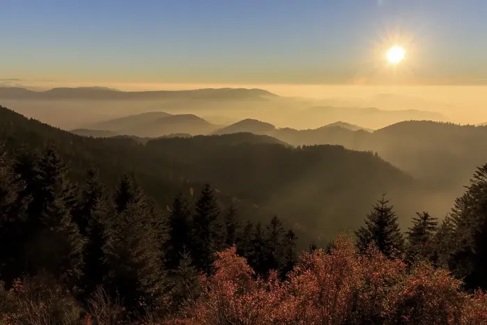 Framed Print : Sunset at Schliffkopf, Autumn, Black Forest Road