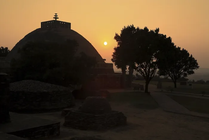 Framed Print : Sunset against Stupa 1 constructed by king Ashoka