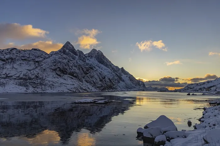 Framed Print : Sunset in Tangstad, Lofoten, Nordland, Norway