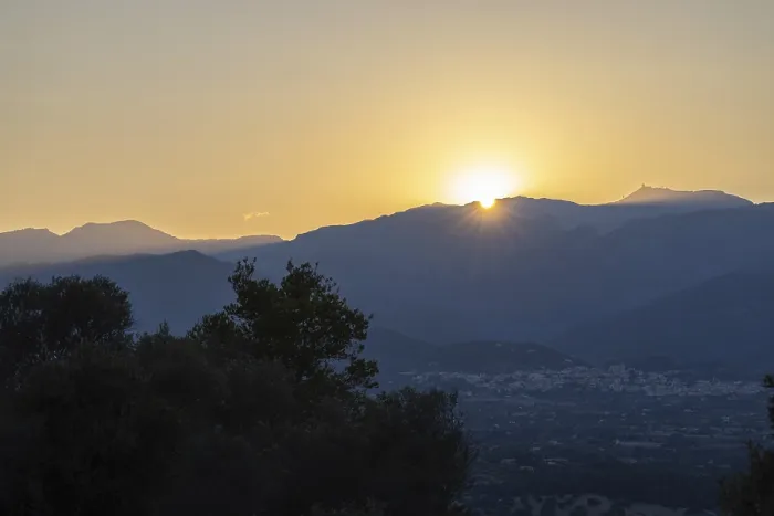 Framed Print : Sunset over the Tramuntana Mountains with Mount Puig Major