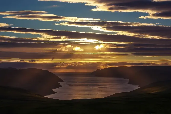 Framed Print : Sunset over the Tufjord near the North Cape