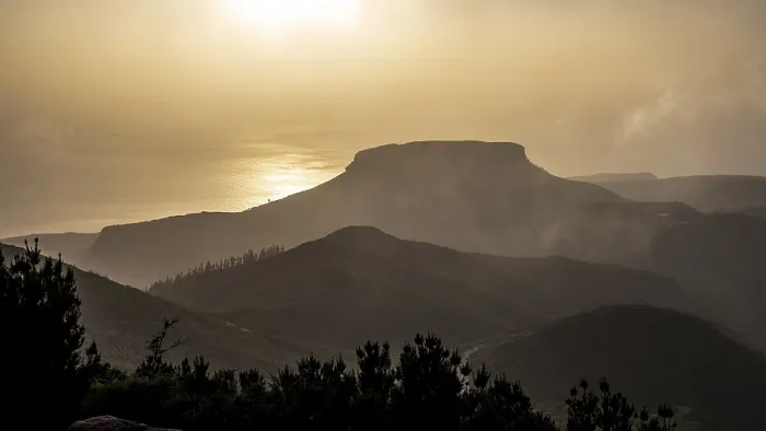 Framed Print : Sunset, view from the mountain Alto de Garajonay