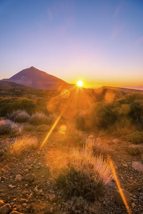 Framed Print : Sunset, Volcano Teide and volcano landscape