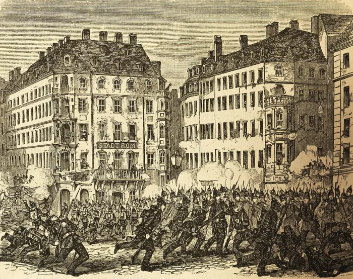 Framed Print : Suppression of the uprising in Dresden in 1849