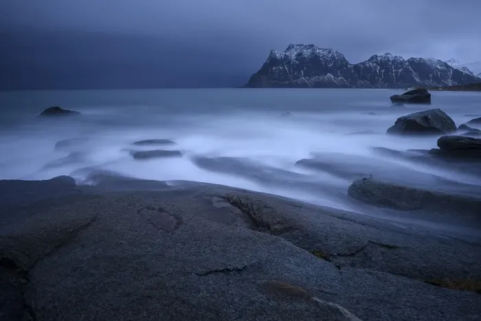 Framed Print : Surf at the beach, Utakleiv, Lofoten