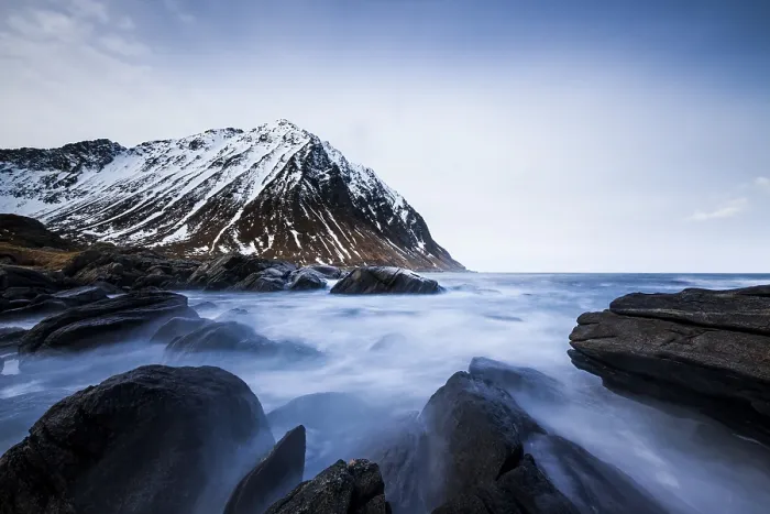 Framed Print : Surf on rocky coast near Myrland