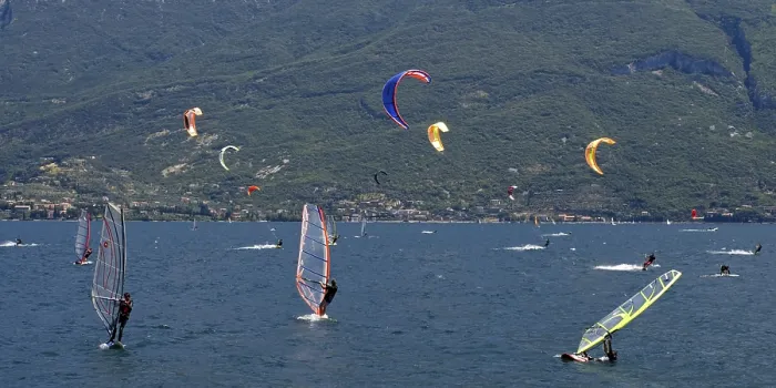 Framed Print : Surfers on Lake Garda, Italy, Europe