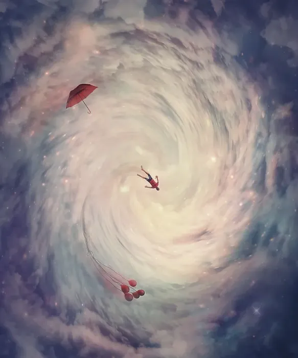 Framed Print : Surreal view of a cosmic wormhole