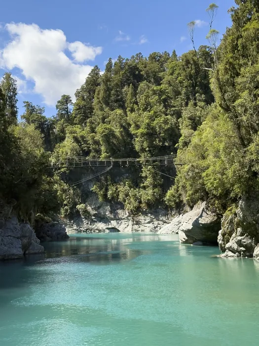 Framed Print : Suspension bridge in the Hokitika Gorge on the Hokitika River Framed Print : Suspension bridge in the Hokitika Gorge on the Hokitika River
