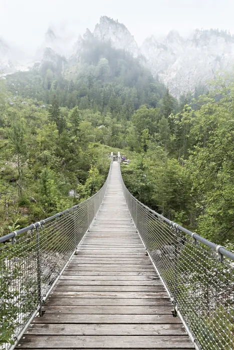 Framed Print : Suspension bridge in Klausbachtal Framed Print : Suspension bridge in Klausbachtal
