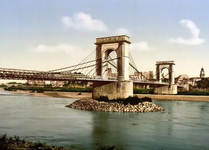 Framed Print : Suspension bridge over the Rhone
