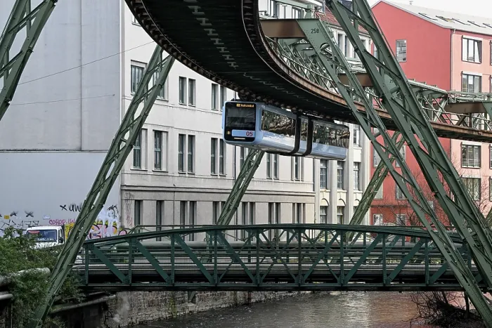 Framed Print : Suspension railway over the Wupper