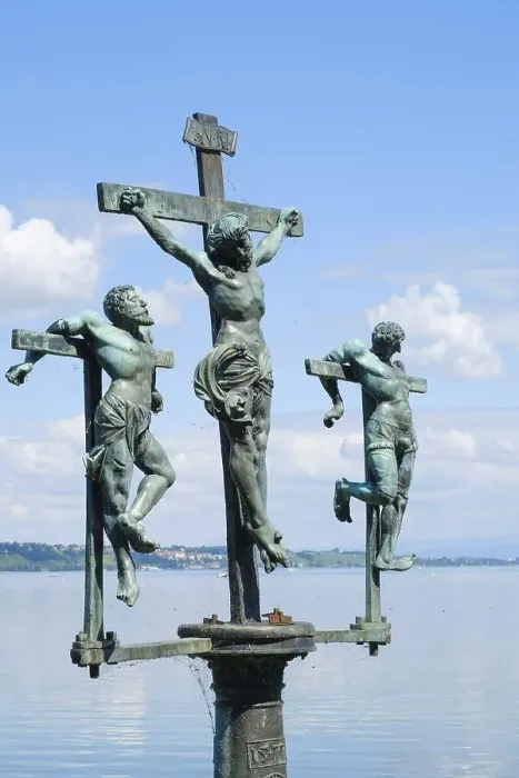 Framed Print : Swedish cross, crucifixion group at the entrance to Mainau Island