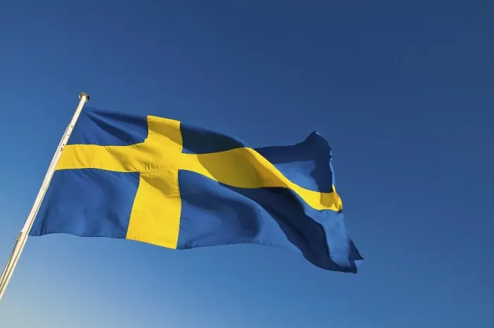 Framed Print : Swedish flag blowing in the wind Framed Print : Swedish flag blowing in the wind