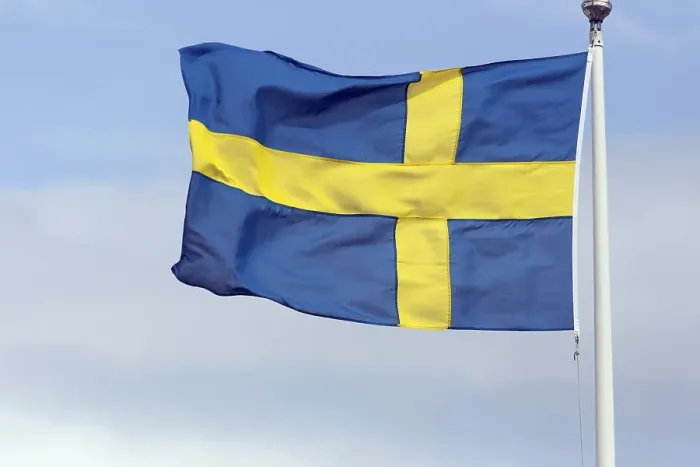 Framed Print : Swedish national flag, Stockholm, Sweden, Europe Framed Print : Swedish national flag, Stockholm, Sweden, Europe