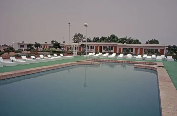 Framed Print : Swimming pool, Hotel Nefertari, Abu Simbel, Nile Valley, Egypt, September 1989, vintage, retro, old, historical, Africa