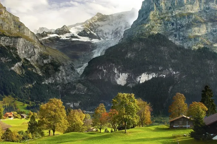 Framed Print : Swiss houses on high Alpine pastures