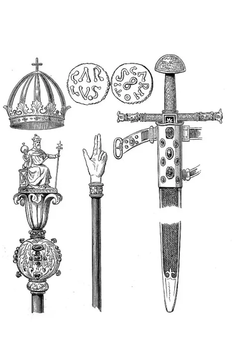 Framed Print : Sword, sceptre, rod of judgement and crown