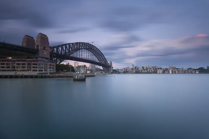 Framed Print : The Sydney Harbour Bridge and Kirribilli at late twilight