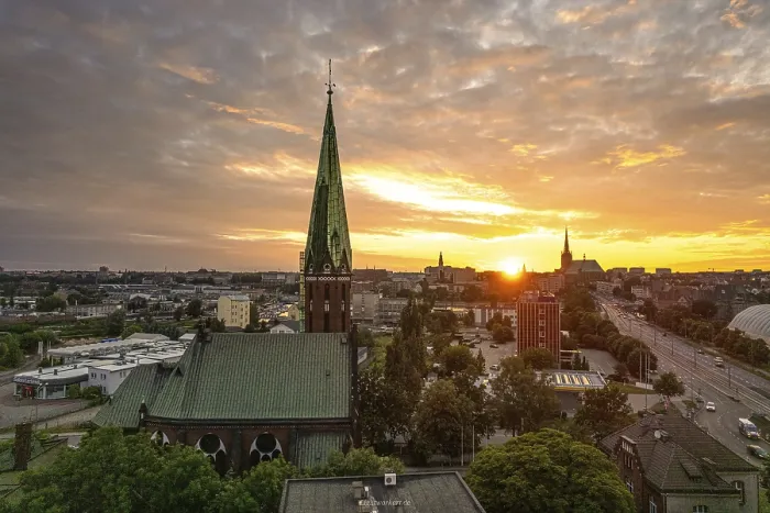 Framed Print : Szczecin Skyline at Sunset, Szczecin, Poland