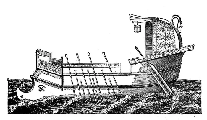 Framed Print : T, trireme, triple oarsman, was an oar-driven warship of antiquity Framed Print : T, trireme, triple oarsman, was an oar-driven warship of antiquity