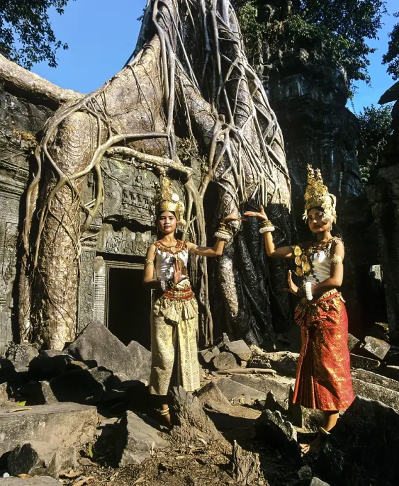 Framed Print : Ta Prohm temple overgrown with huge roots of Tetrameles nudiflora