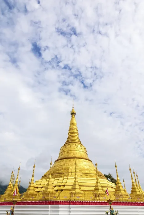 Framed Print : Tachileik Shwedagon Pagoda is a beautiful golden pagoda that imitates Shwedagon Paya Pagoda