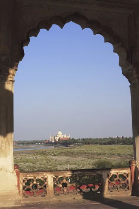 Framed Print : Taj Mahal view from Agra fort built in 16th Century by Mughal emperor on west bank of the Yamuna River