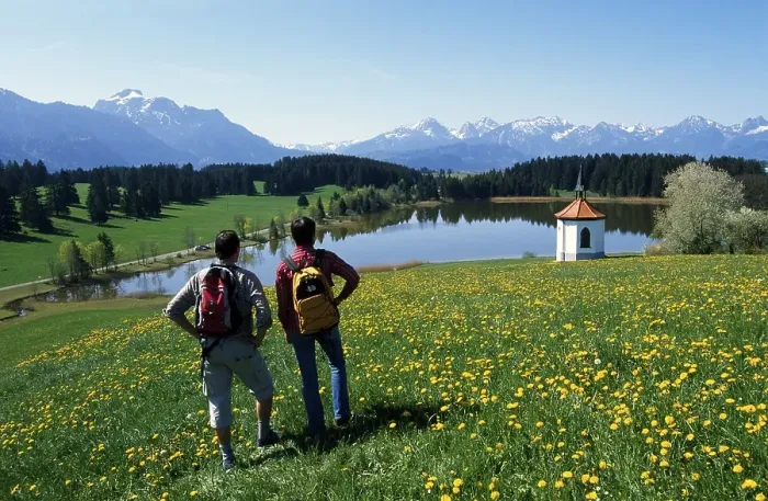 Framed Print : Taking a break from hiking, Hegratsrieder See Lake