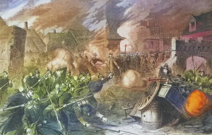 Framed Print : Taking of Pont Noyelles in the battle at Querrienx