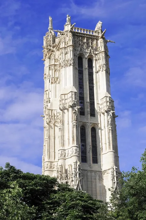 Framed Print : A tall Gothic tower rises against a blue sky