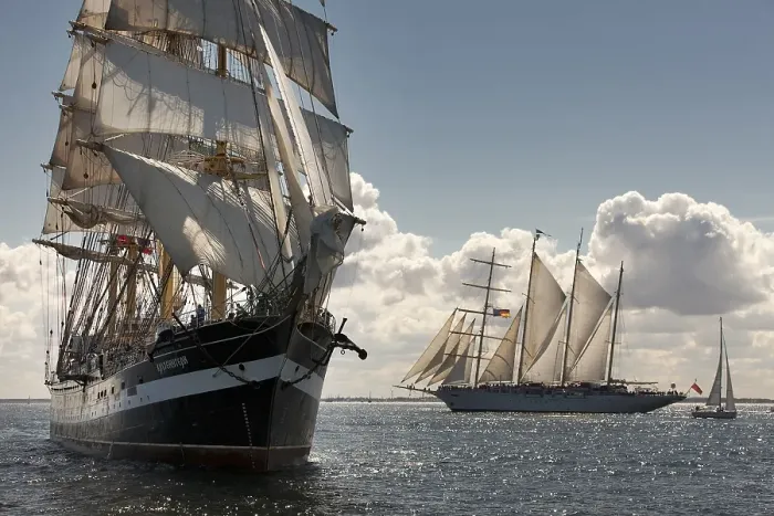 Framed Print : Two tall ships, four-masted, Krusenstern and Star Flyer