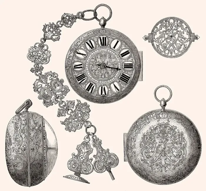 Framed Print : Taschenuhr aus dem 17. Jahrhundert