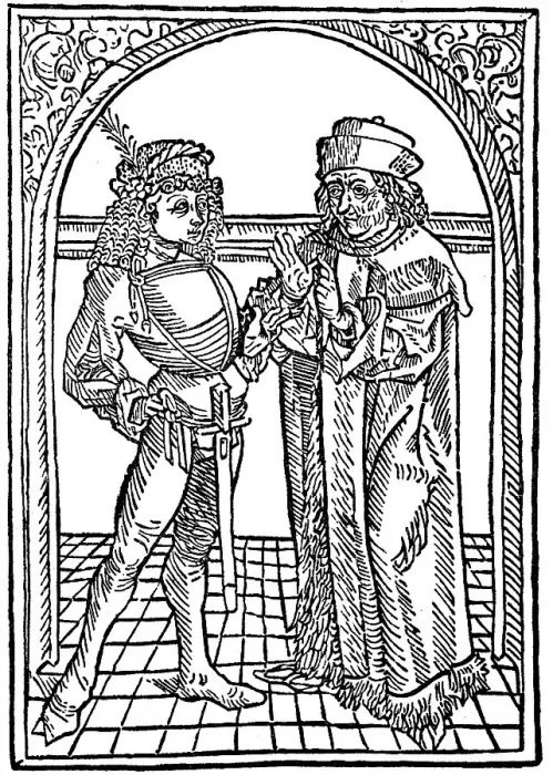 Framed Print : Teacher and pupil, woodcut from Robertus de Euromodio