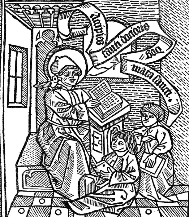 Framed Print : Teacher Thomas Aquinas and two students