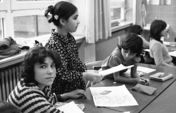 Framed Print : Teaching at a Hauptschule. The proportion of pupils with German parents is smaller than that with migrants 09